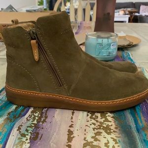 Clarke’s suede booties zipper side